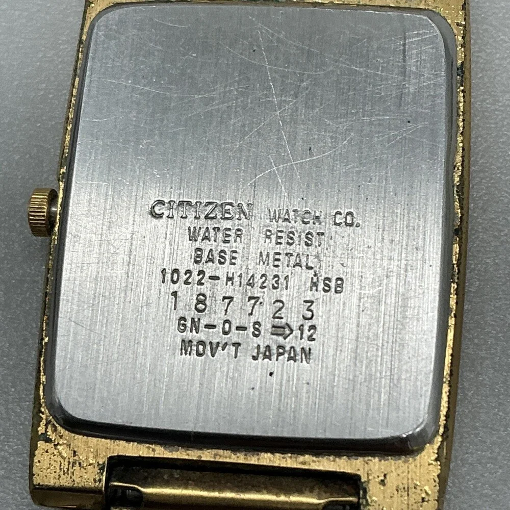 Vintage Citizen Mens Watch 25mm Black Dial Gold Tone 1022-H14231 New Battery 8